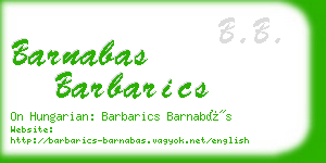 barnabas barbarics business card